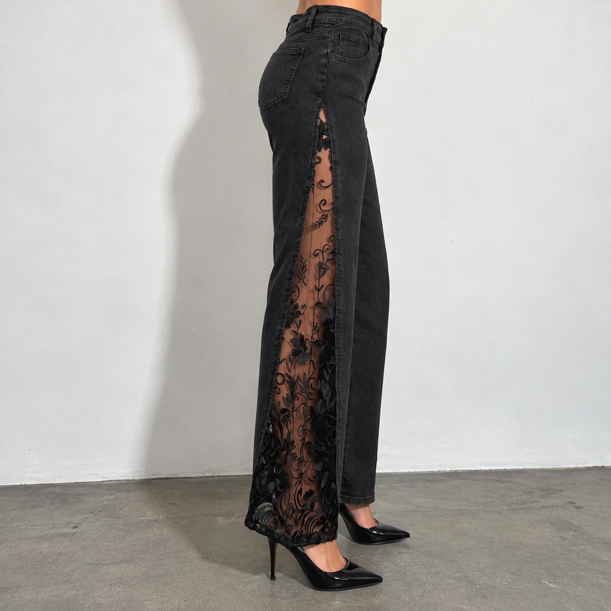 eclipse floral lace jeans