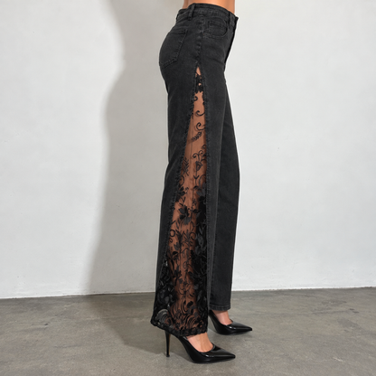 eclipse floral lace jeans