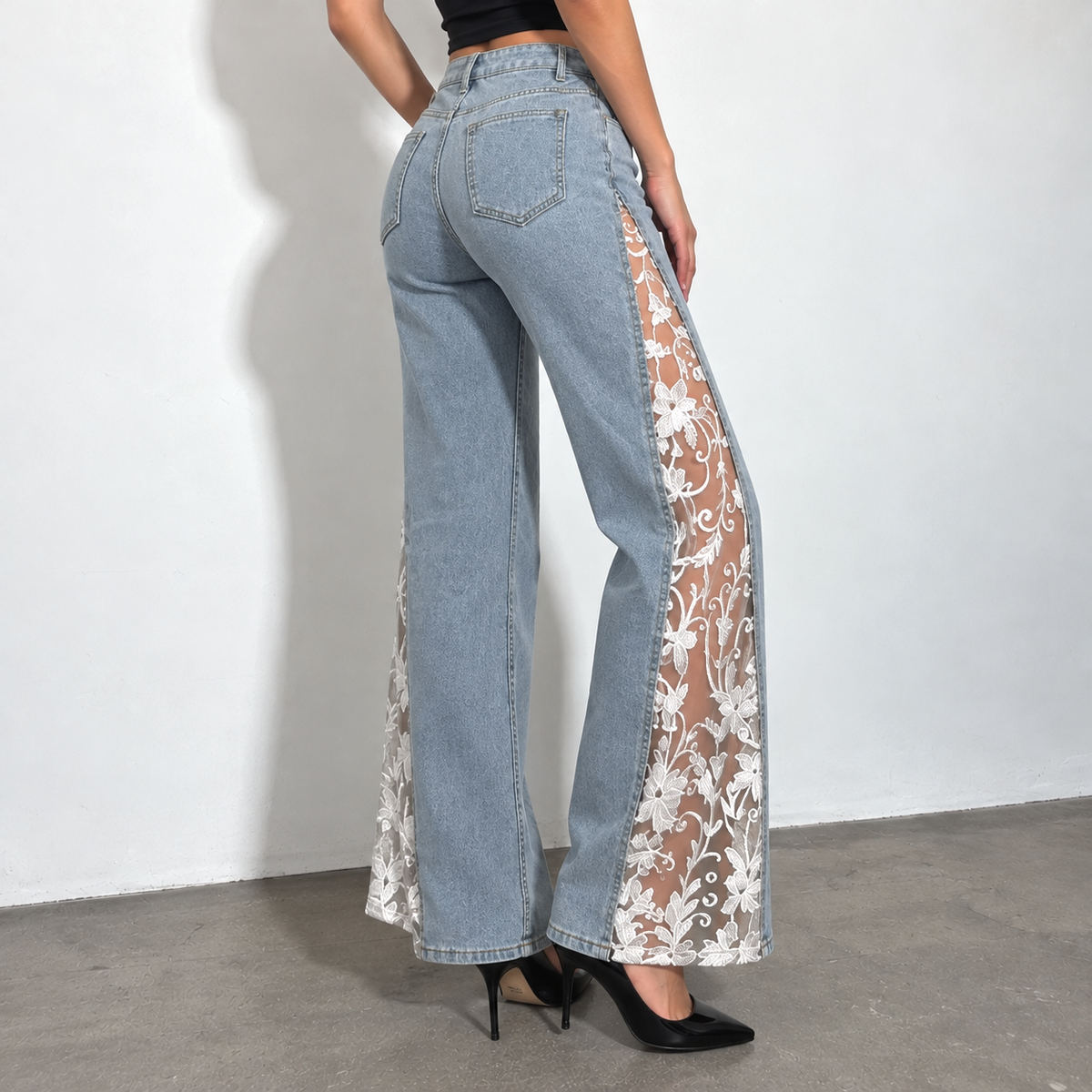 eclipse floral lace jeans