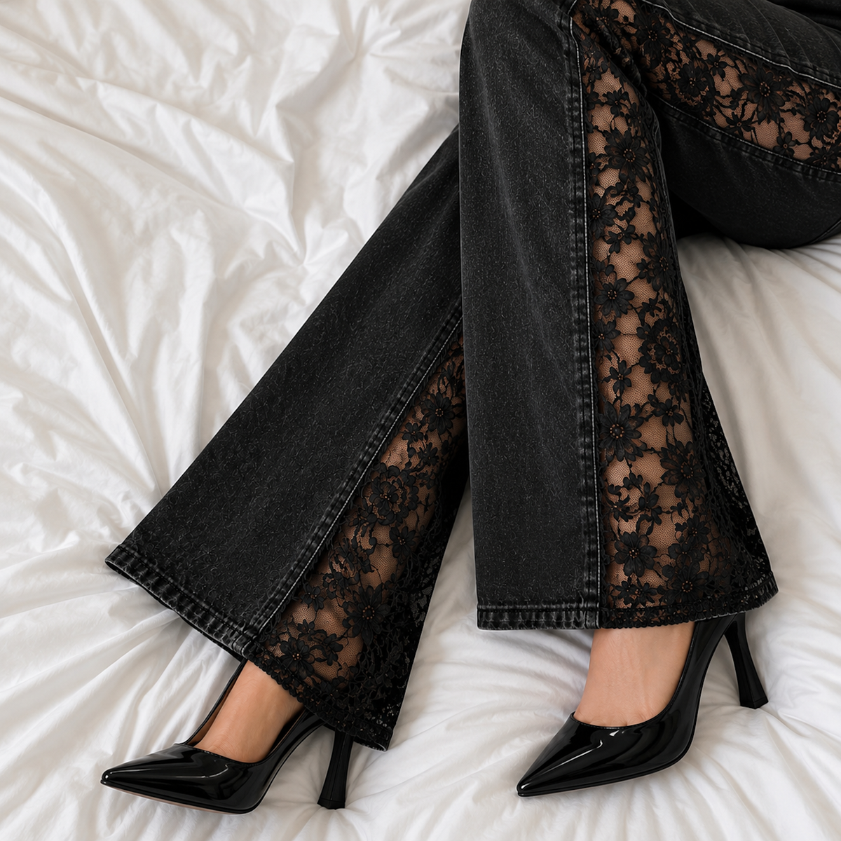 eclipse floral lace jeans