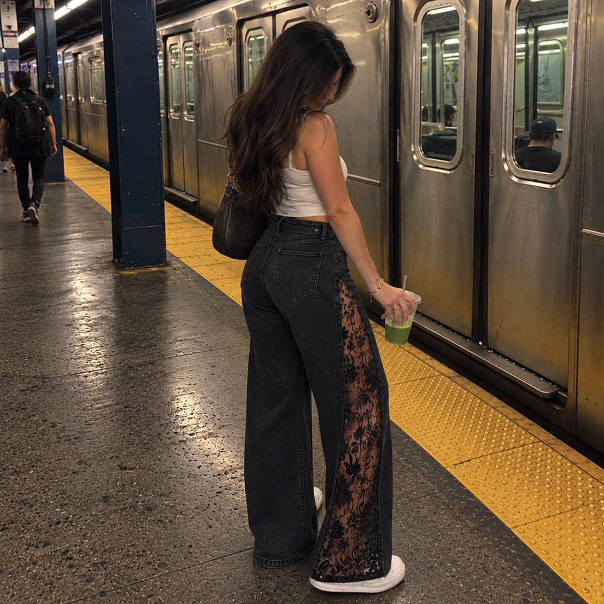 eclipse floral lace jeans